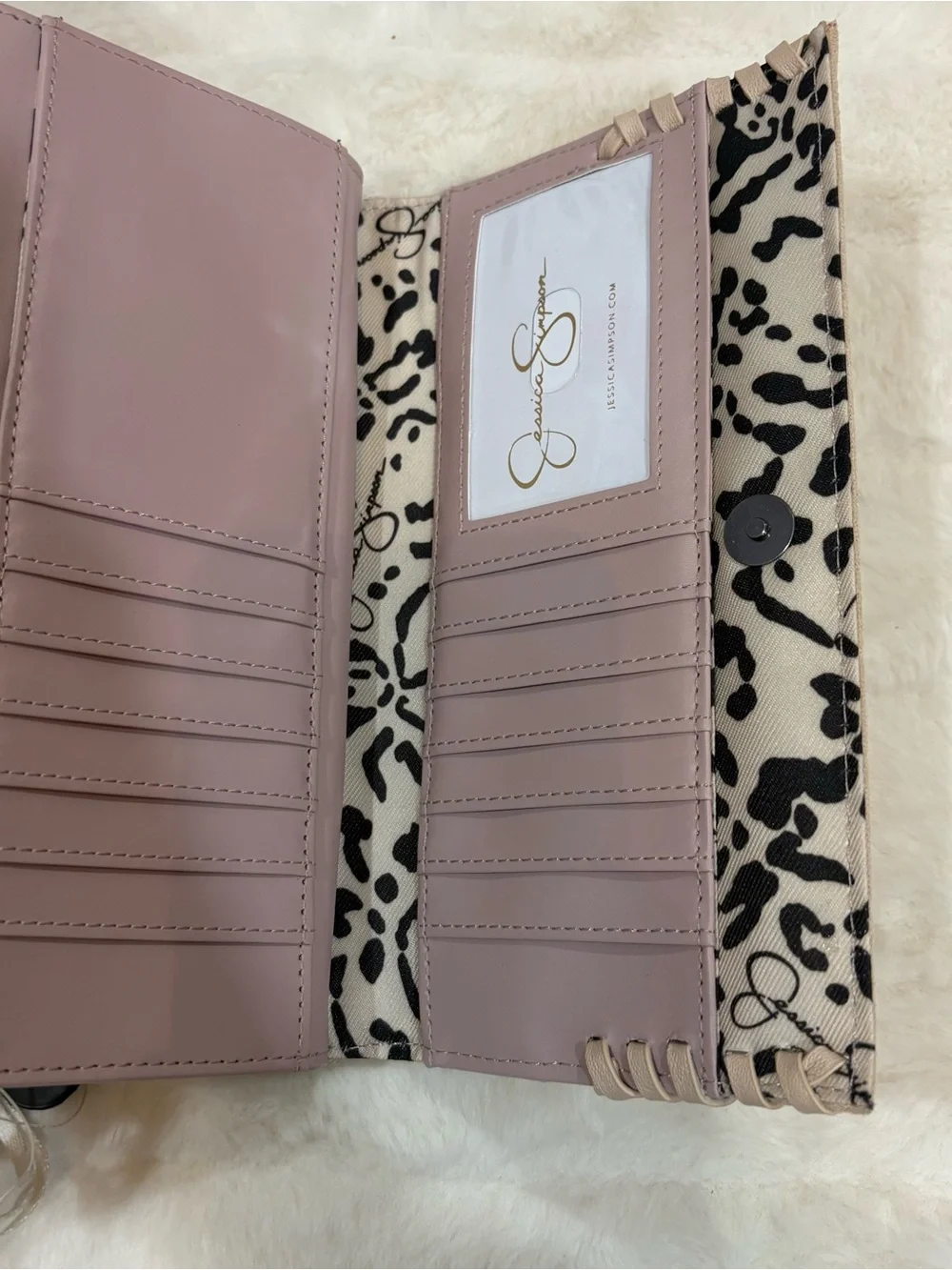 Jessica Simpson beige Suede Fold-Over Clutch